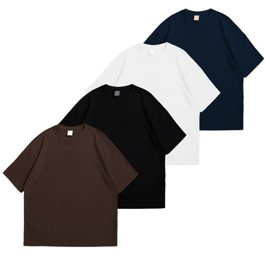 Pack Of 4 Oversized Drop Shoulder Tees