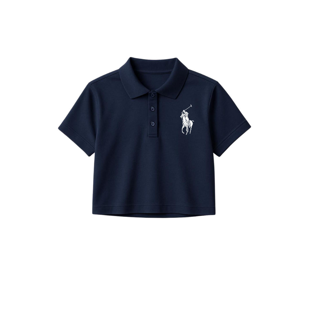 Crop Polo With Polo Print