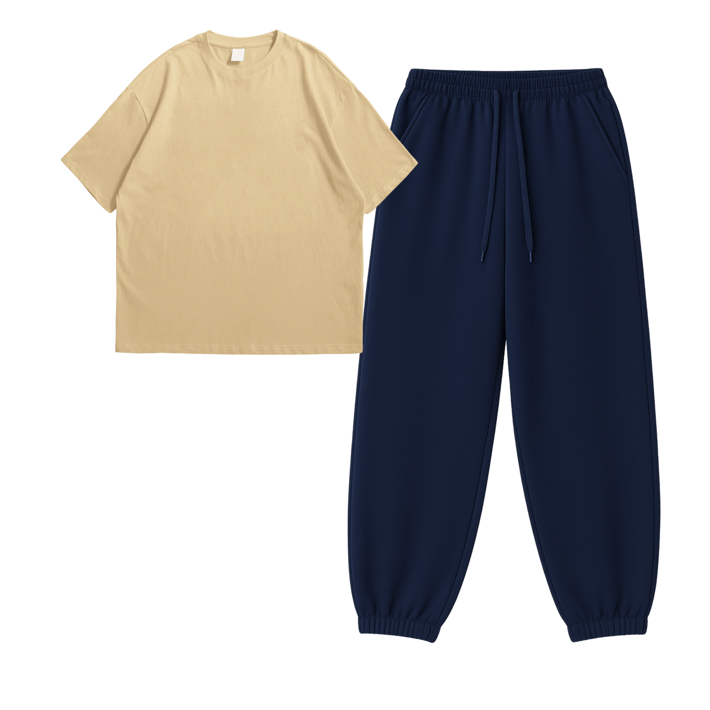 Oversized Drop Shoulder Tee With Navyblue Sweatpant