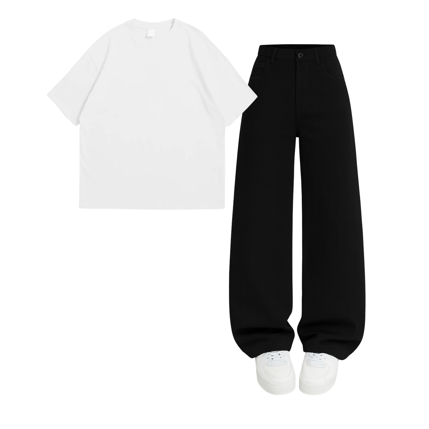 Oversized Drop Shoulder Tee With Black Wide Leg Jeans