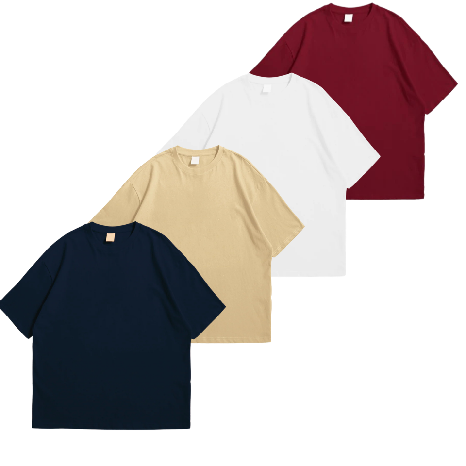 Pack Of 4 Oversized Drop Shoulder Tees