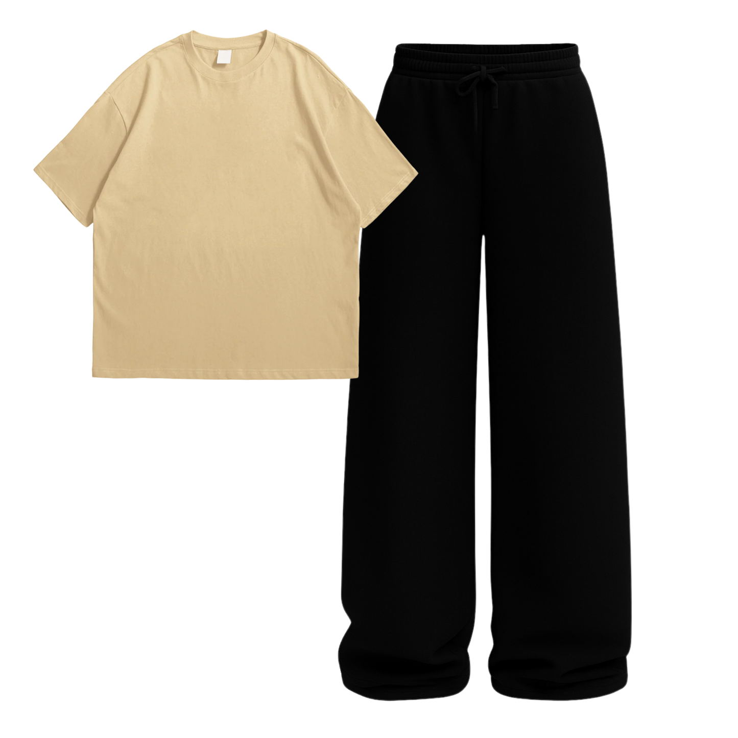 Oversized Drop Shoulder Tee With Black Wide Leg Trouser