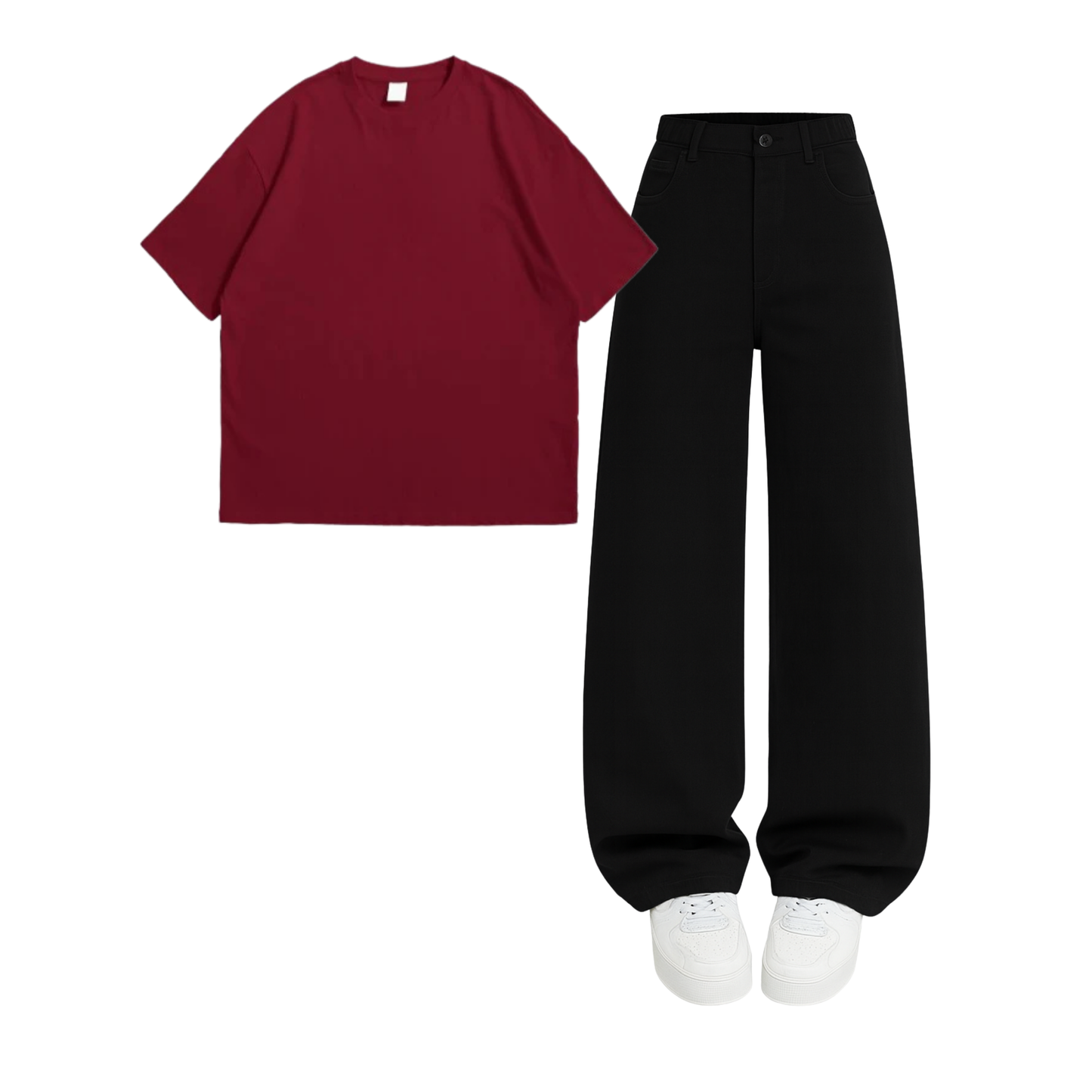 Oversized Drop Shoulder Tee With Black Wide Leg Jeans