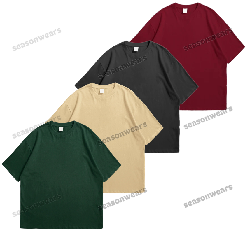 Pack Of 4 Oversized Drop Shoulder Tees