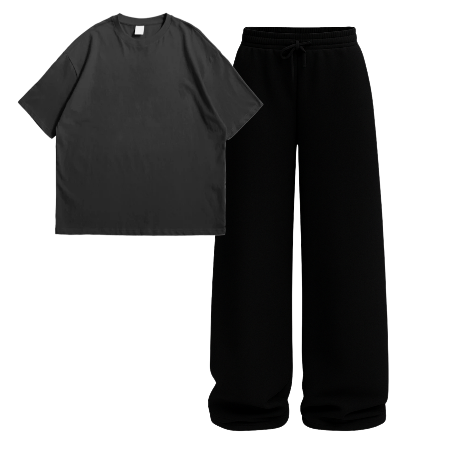 Oversized Drop Shoulder Tee With Black Wide Leg Trouser