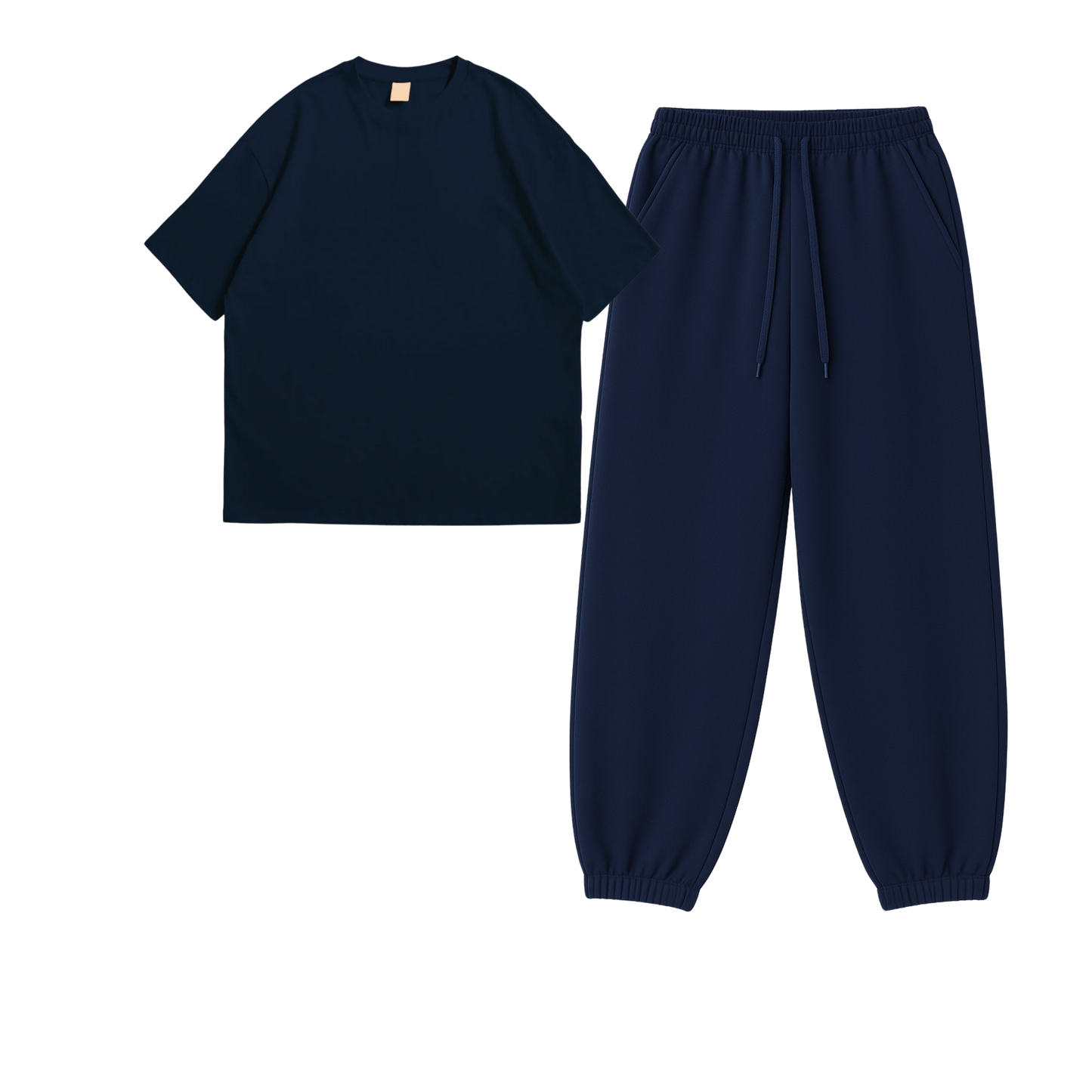 Oversized Drop Shoulder Tee With Navyblue Sweatpant