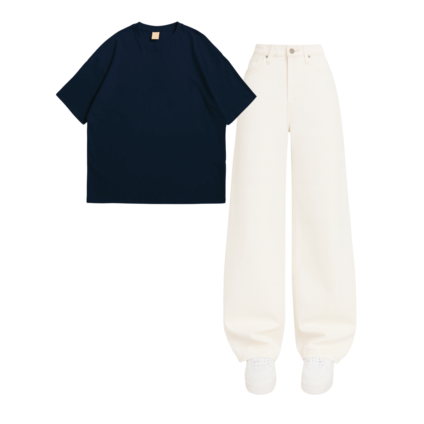 Oversized Drop Shoulder Tee With White Wide Leg Jeans