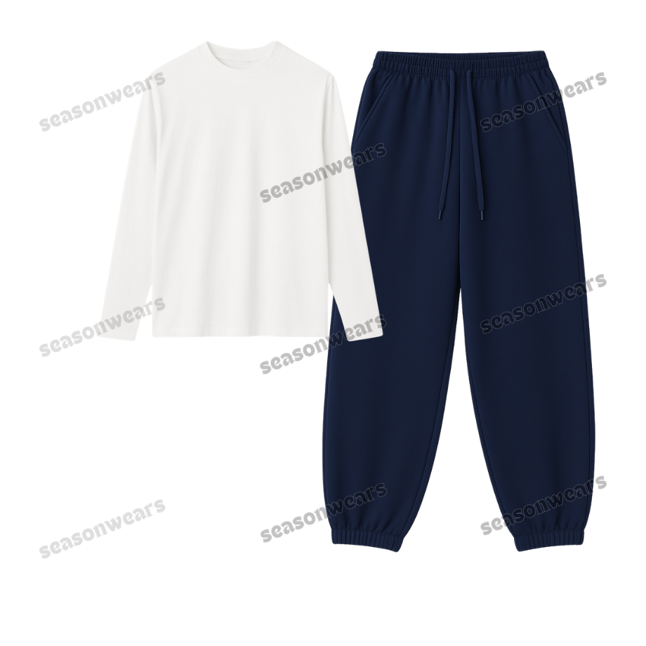 Full Sleeves Tee With Navyblue Sweatpant