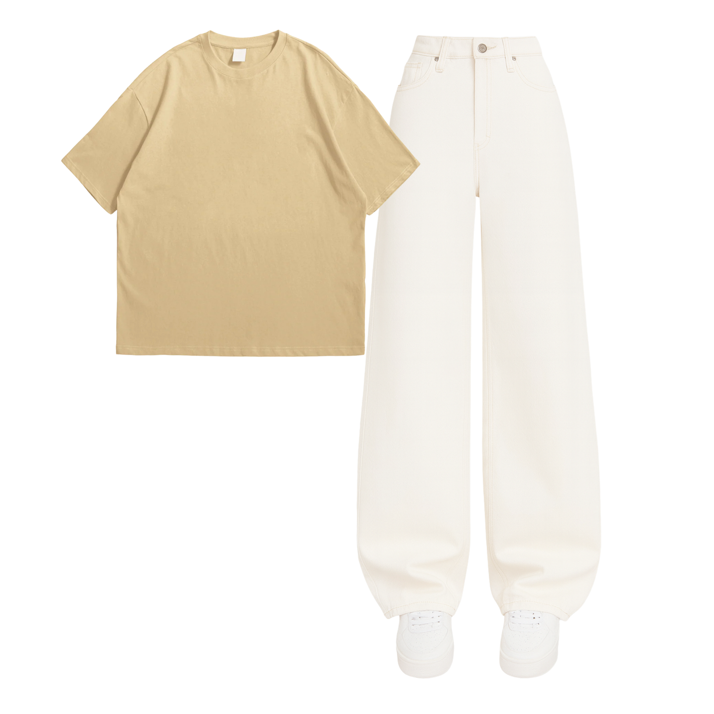 Oversized Drop Shoulder Tee With White Wide Leg Jeans