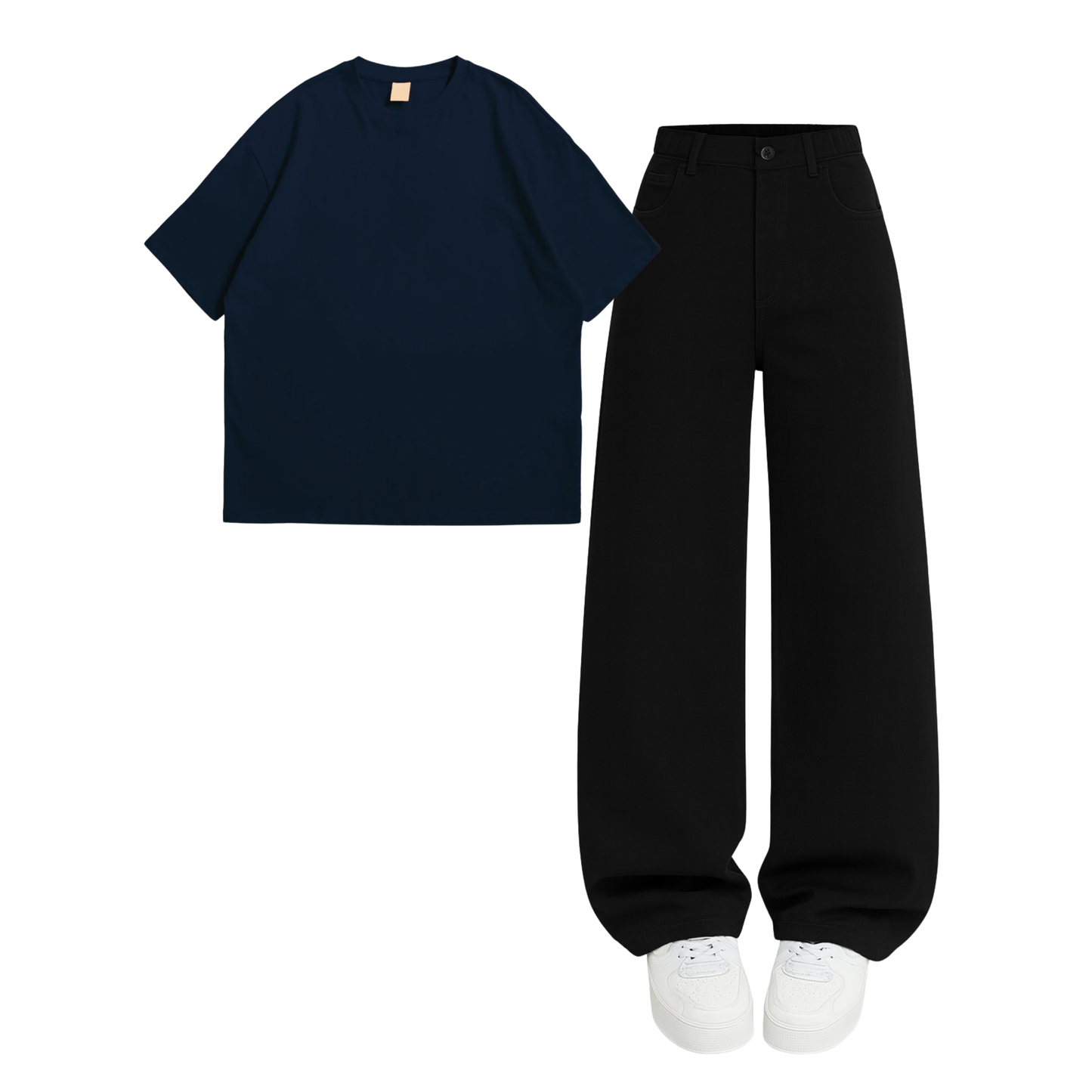 Oversized Drop Shoulder Tee With Black Wide Leg Jeans