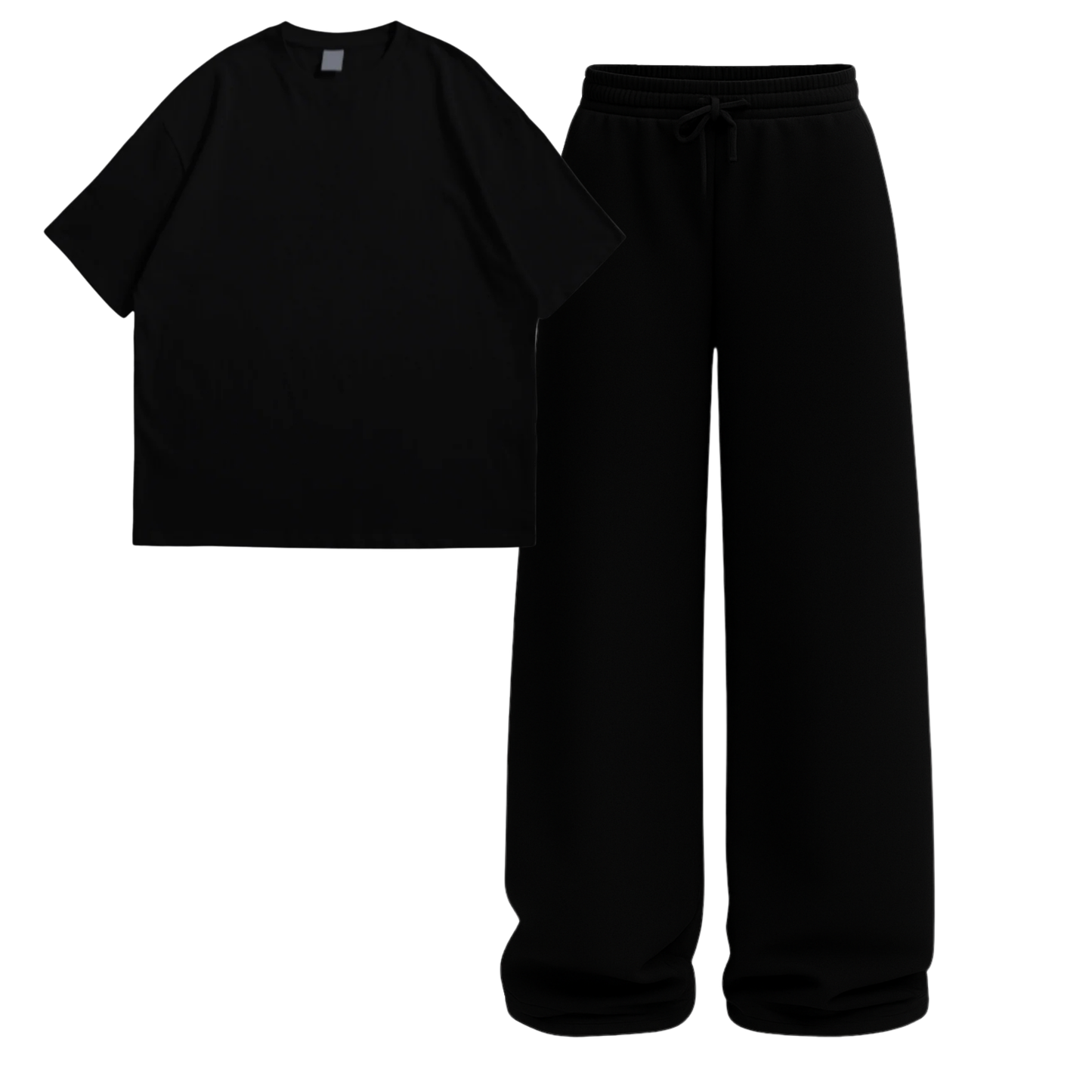Oversized Drop Shoulder Tee With Black Wide Leg Trouser