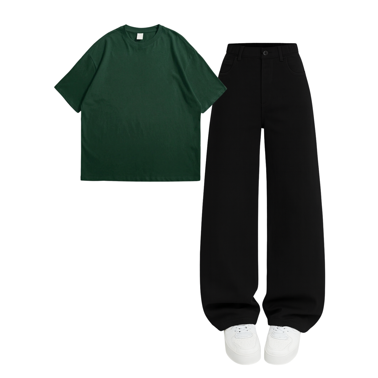 Oversized Drop Shoulder Tee With Black Wide Leg Jeans