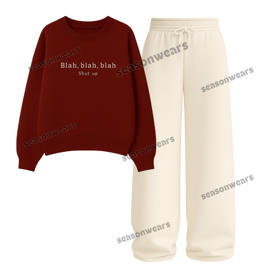 Straight Leg Trouser With Blah Blah Sweatshirt