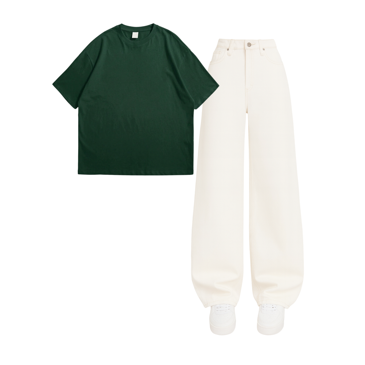 Oversized Drop Shoulder Tee With White Wide Leg Jeans