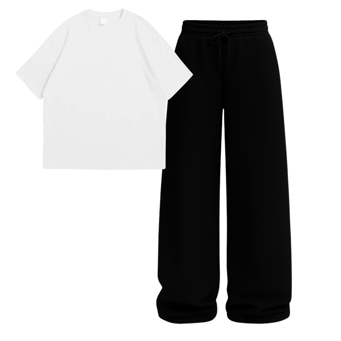 Oversized Drop Shoulder Tee With Black Wide Leg Trouser