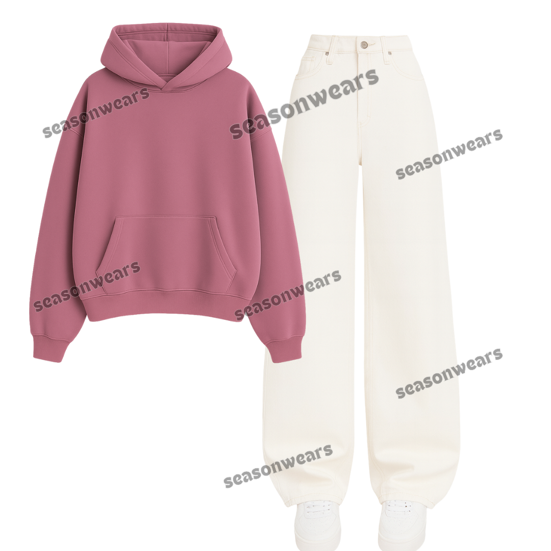 White Wide Leg Jeans With Hoodie