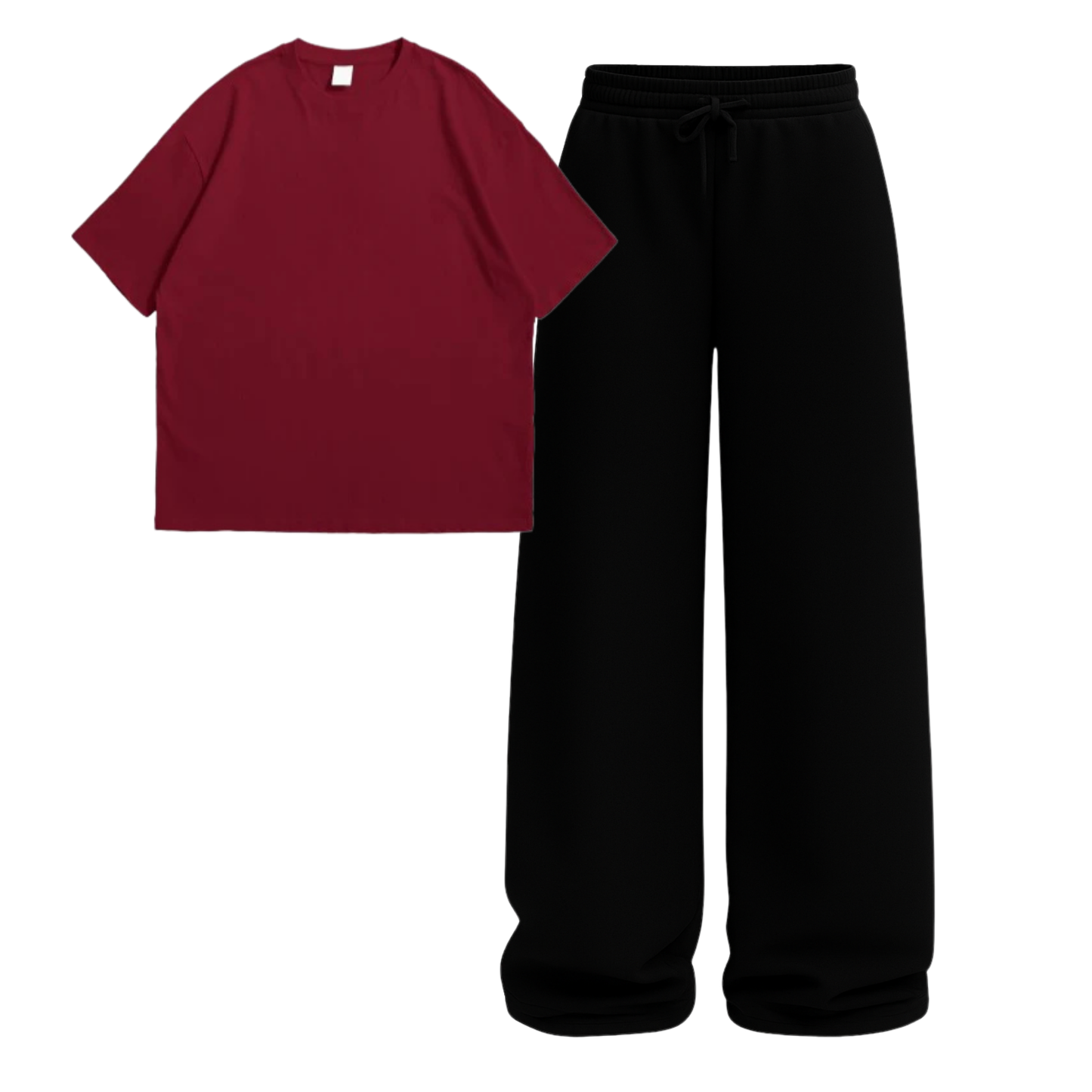 Oversized Drop Shoulder Tee With Black Wide Leg Trouser