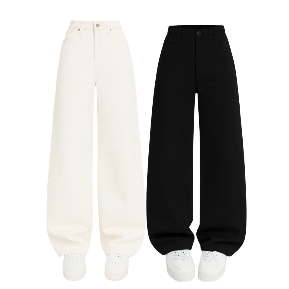 Pack Of 2 Wide-Leg Denim Jeans