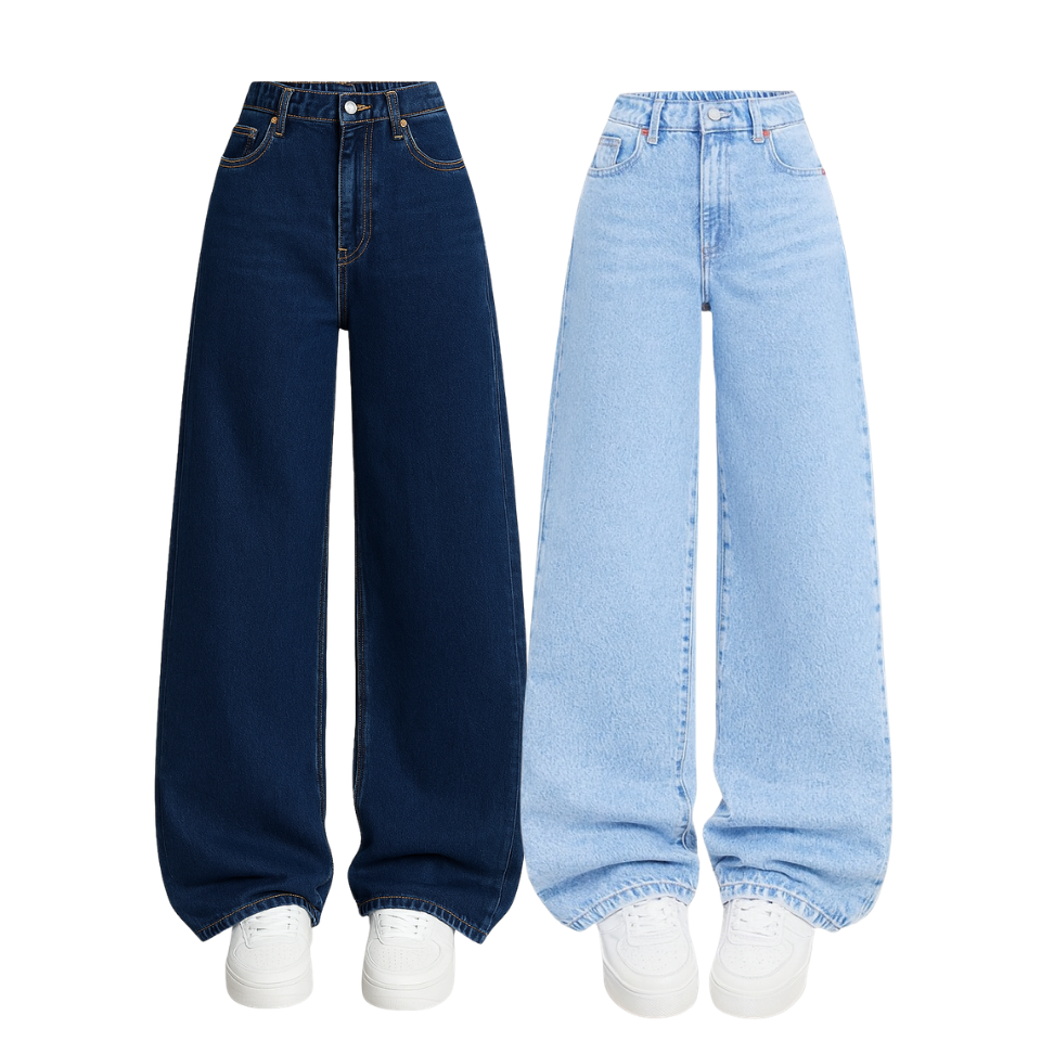 Pack Of 2 Wide-Leg Denim Jeans