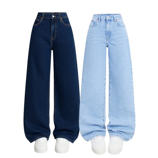 Pack Of 2 Wide-Leg Denim Jeans