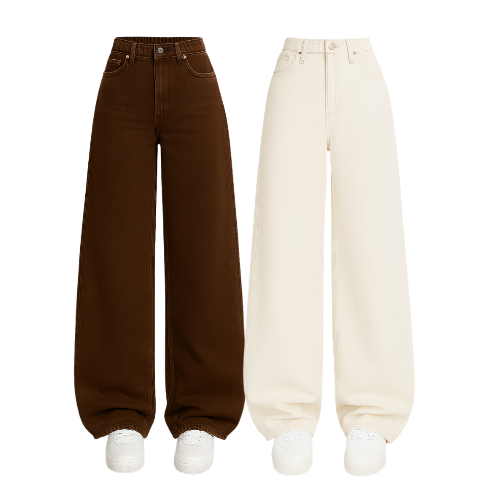 Pack Of 2 Wide-Leg Denim Jeans