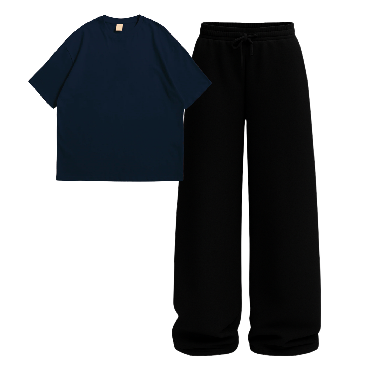 Oversized Drop Shoulder Tee With Black Wide Leg Trouser
