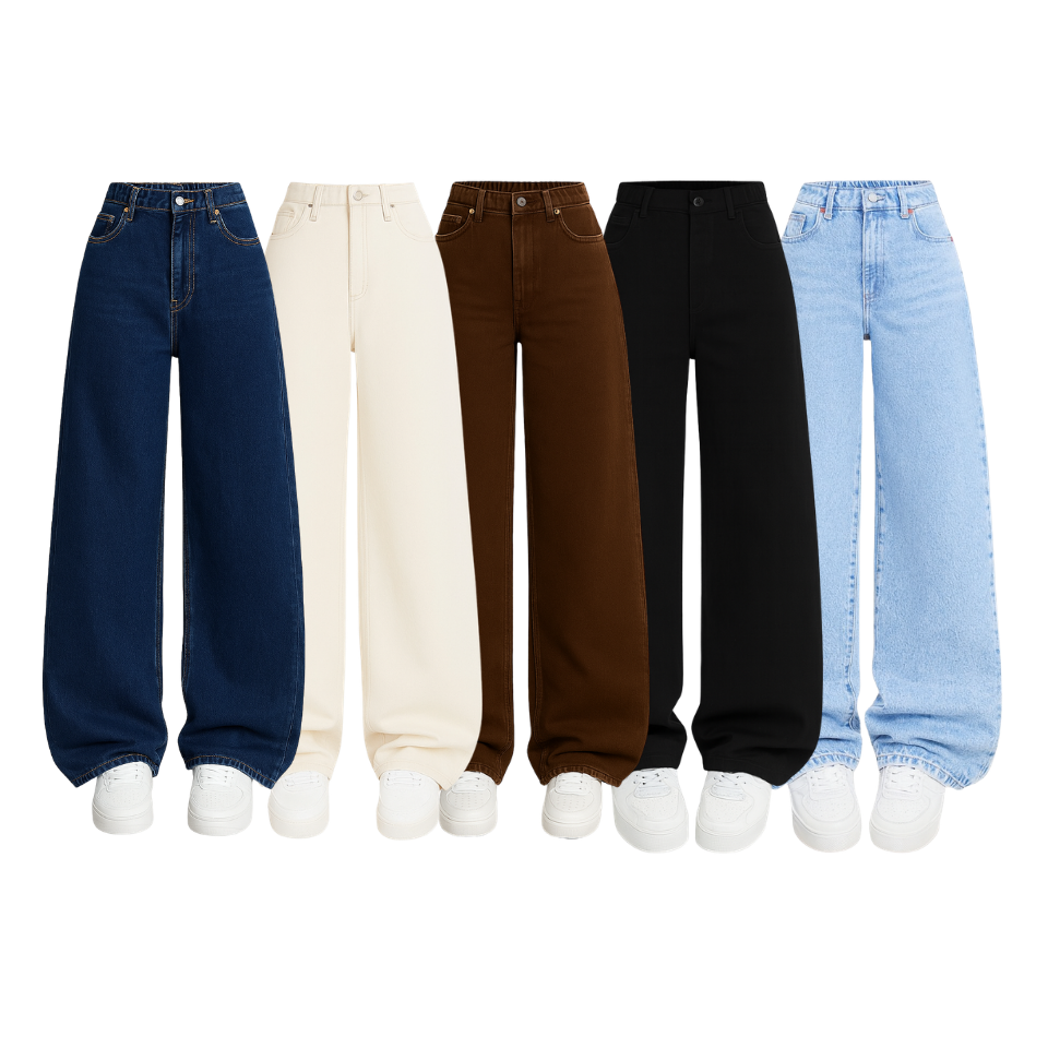Pack Of 5 Baggy Jeans