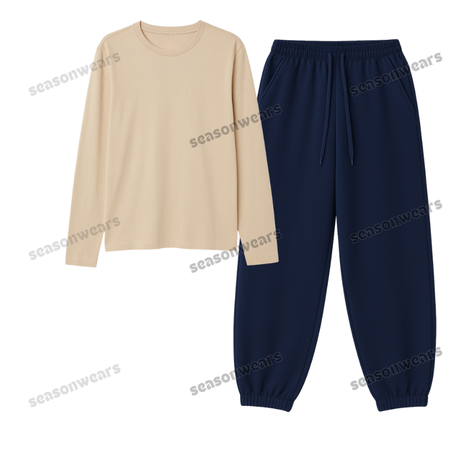 Full Sleeves Tee With Navyblue Sweatpant