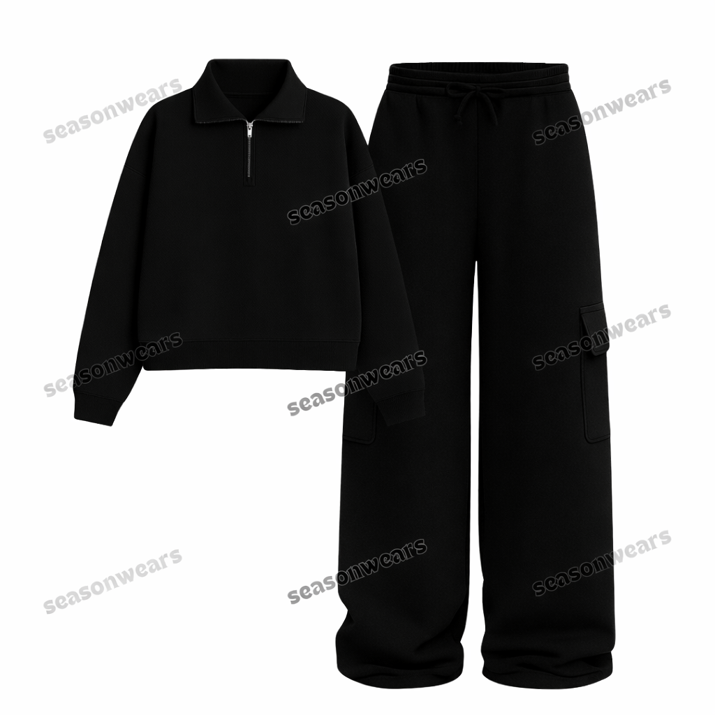 Straight Leg Cargo With Oversized Mockneck