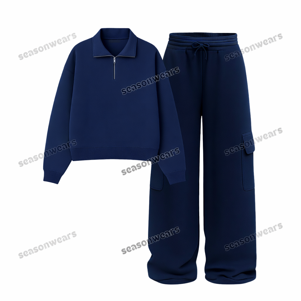 Straight leg Cargo With Oversized Mockneck