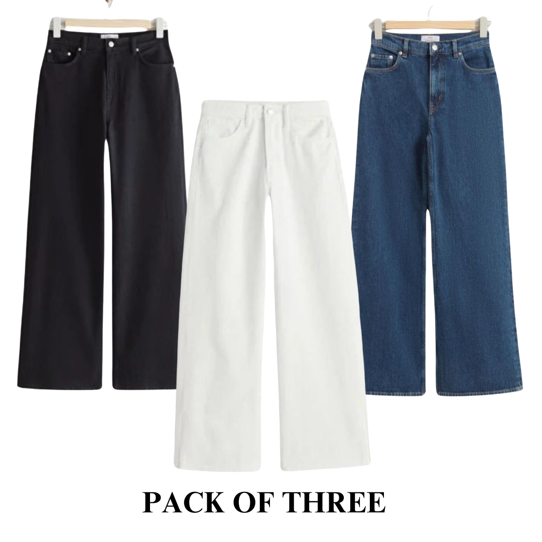 Pack of Three Wide leg Jeans