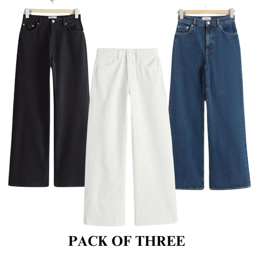 Pack of Three Wide leg Jeans