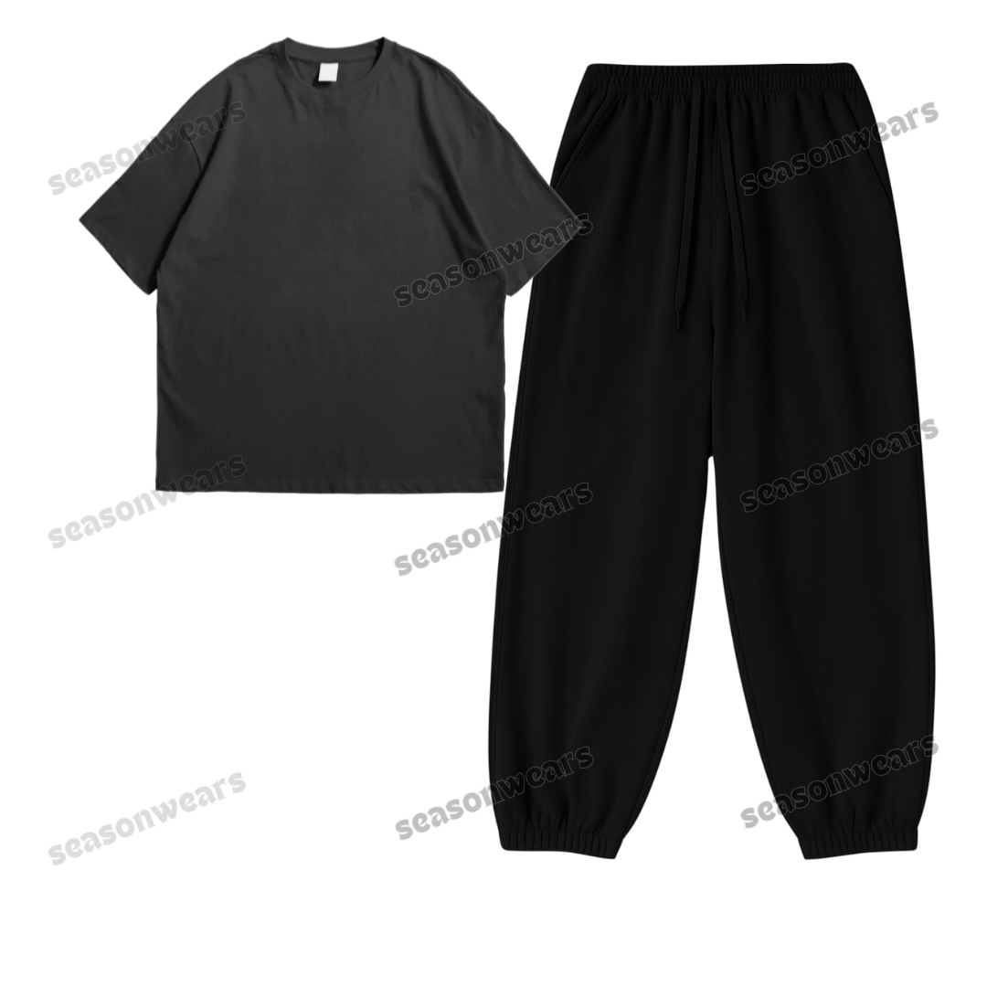 Oversized Drop Shoulder Tee With Black Sweatpant