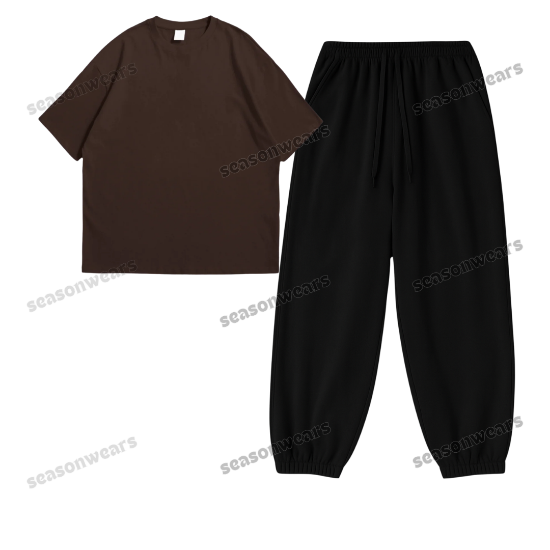 Oversized Drop Shoulder Tee With Black Sweatpant