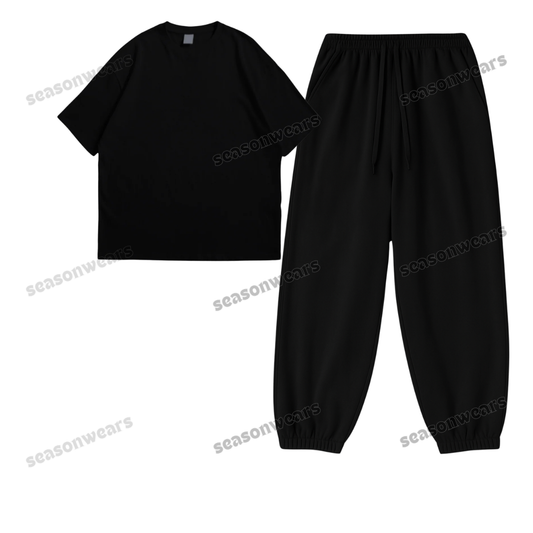 Oversized Drop Shoulder Tee With Black Sweatpant
