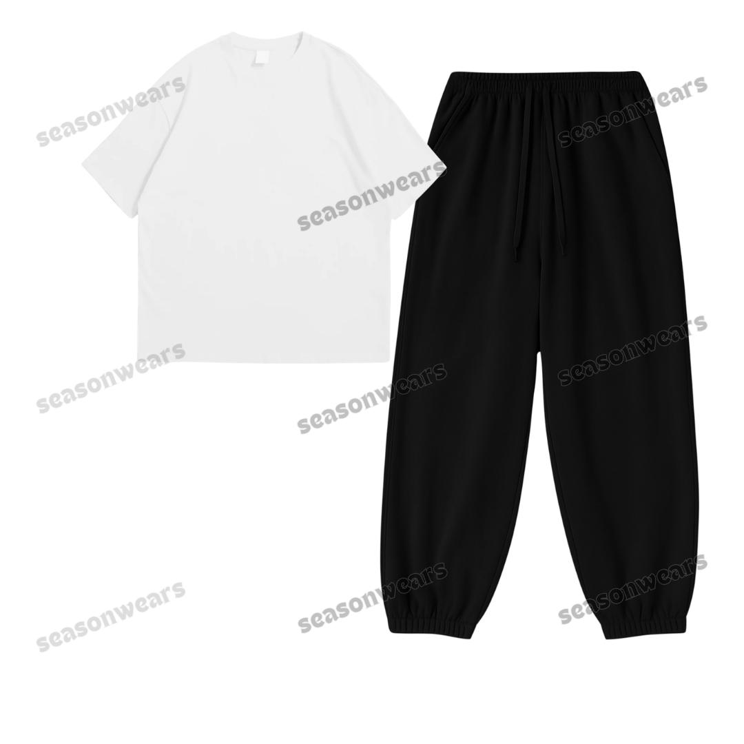 Oversized Drop Shoulder Tee With Black Sweatpant