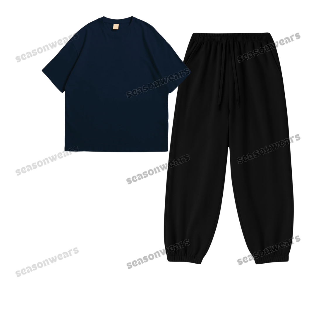Oversized Drop Shoulder Tee With Black Sweatpant