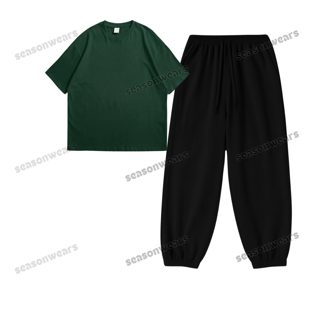 Oversized Drop Shoulder Tee With Black Sweatpant