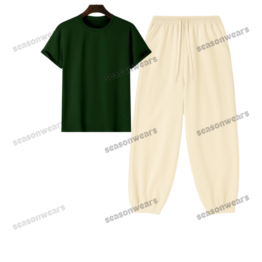Regular Tee With Cream Sweatpant