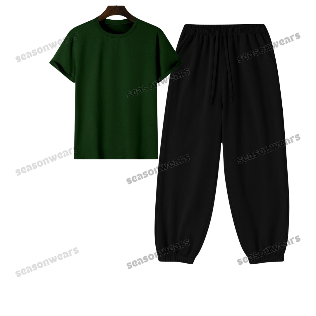 Regular Tee With Black Sweatpant