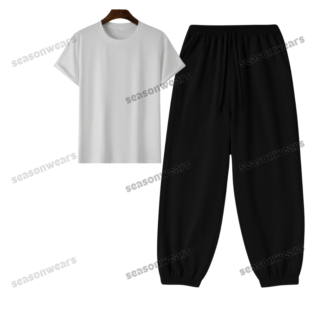 Regular Tee With Black Sweatpant