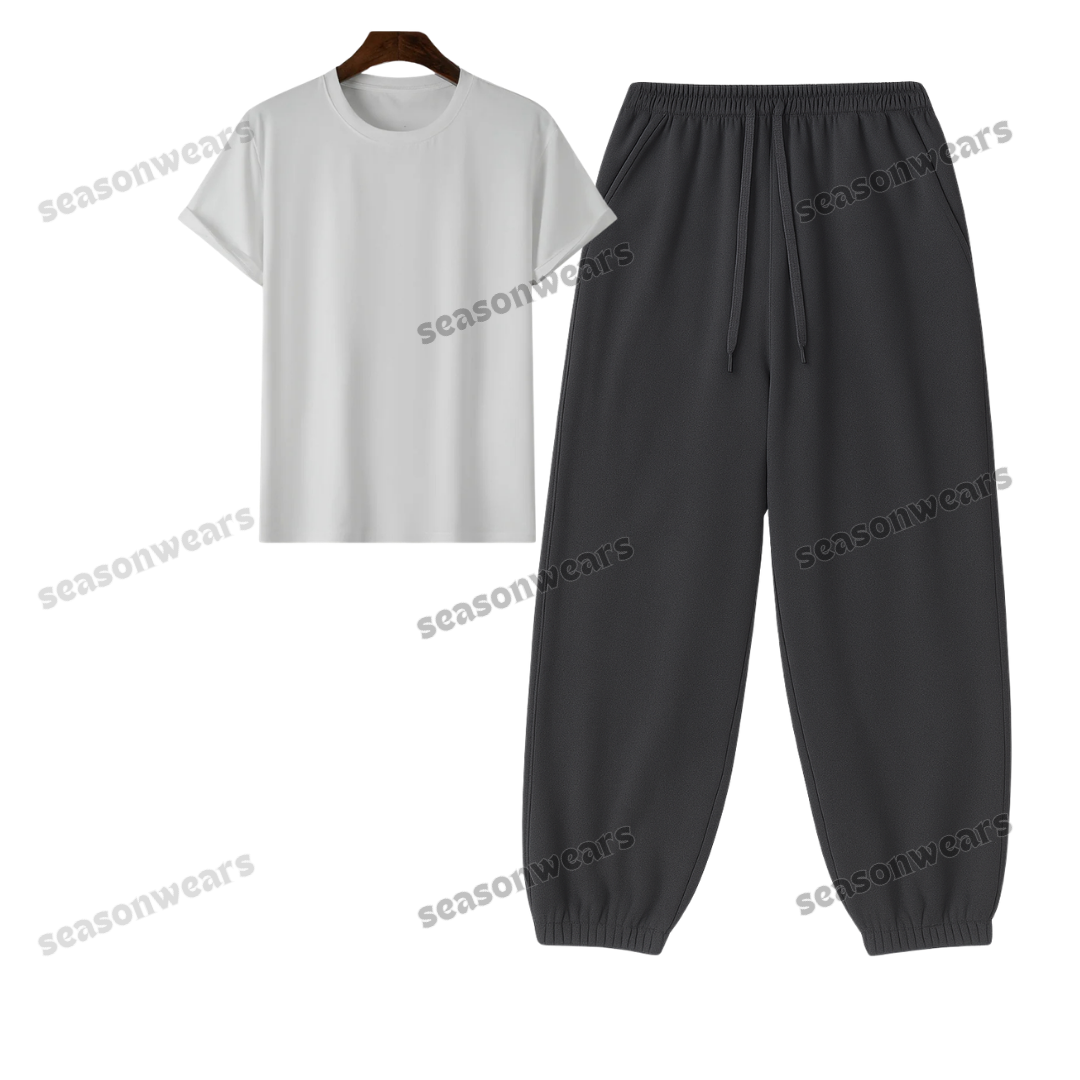 Regular Tee With Charcoalgrey Sweatpant
