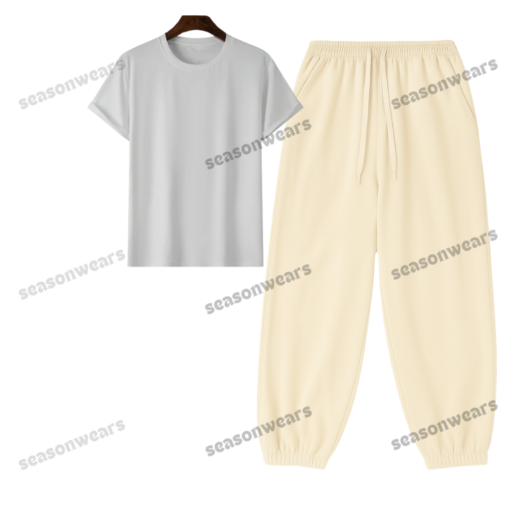 Regular Tee With Cream Sweatpant