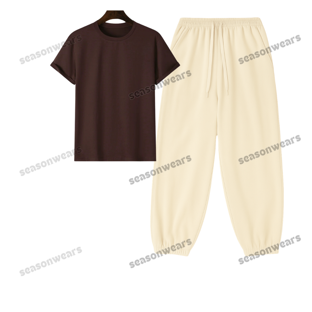 Regular Tee With Cream Sweatpant