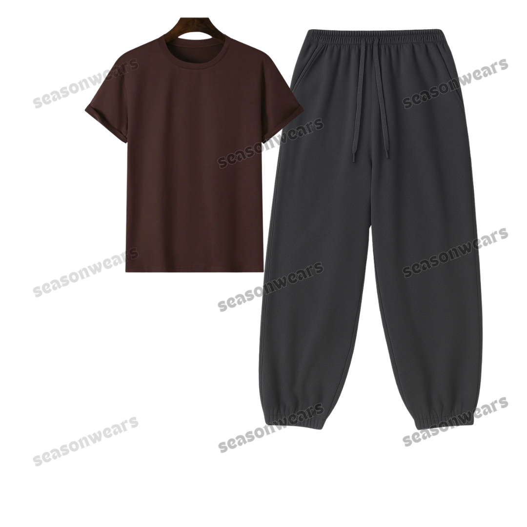 Regular Tee With Charcoalgrey Sweatpant