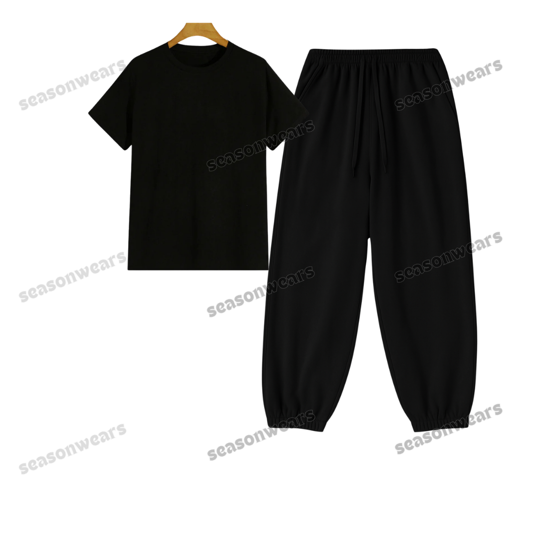 Regular Tee With Black Sweatpant