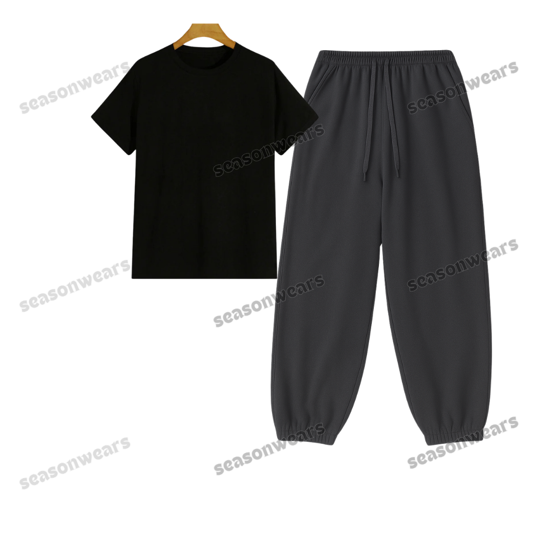 Regular Tee With Charcoalgrey Sweatpant
