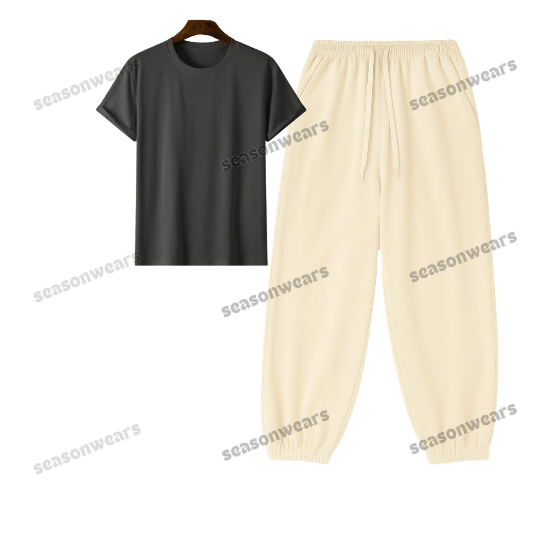 Regular Tee With Cream Sweatpant