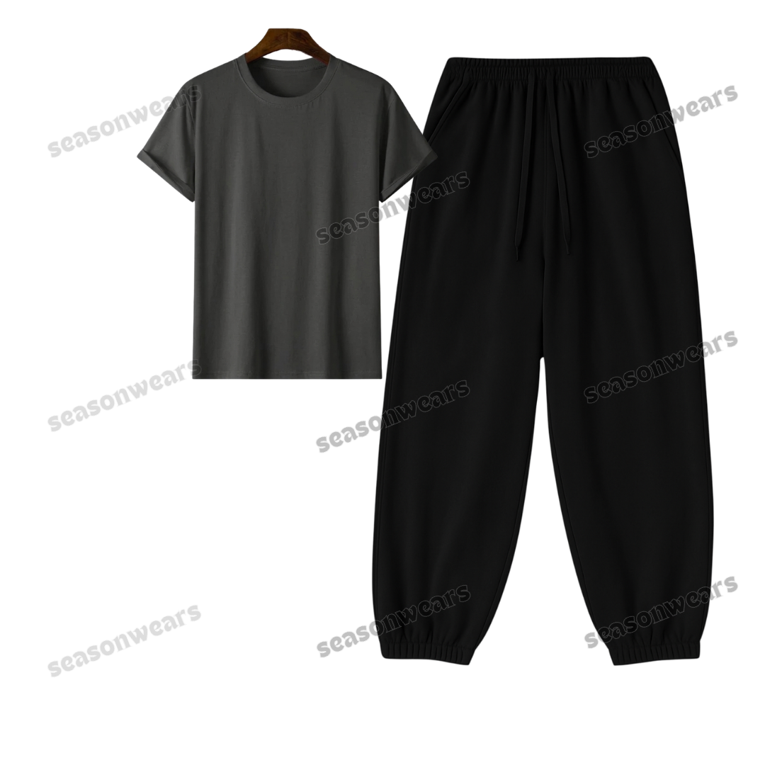 Regular Tee With Black Sweatpant