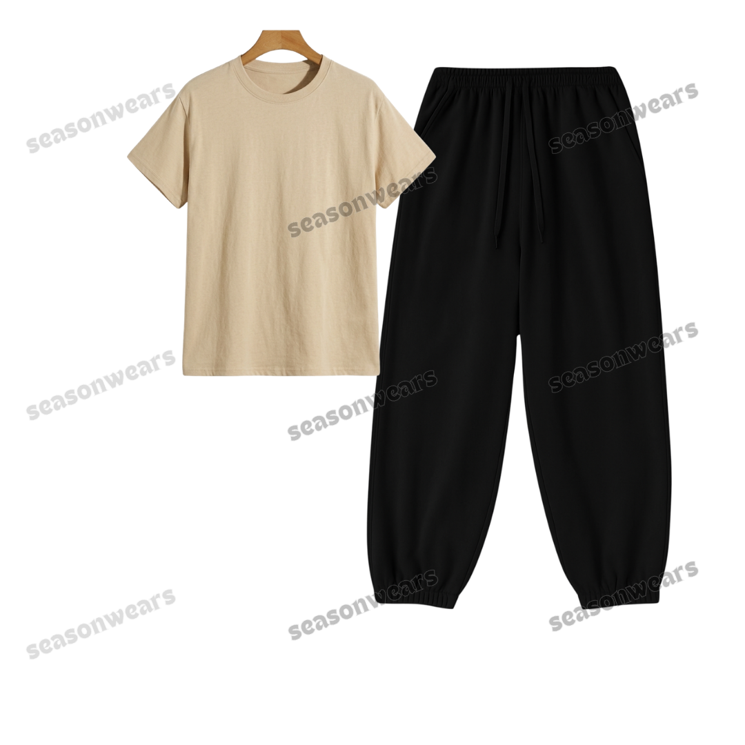 Regular Tee With Black Sweatpant